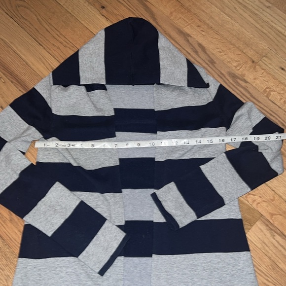 Vintage Mandees Navy and Gray Striped Hooded Cardigan Size M - Picture 6 of 6